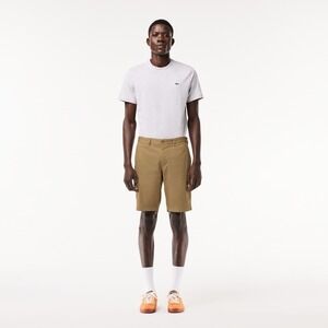 Lacoste Gabardine Shorts Men's 36‎ Beige Slim Fit Slash Pockets Mid-Rise Outdoor